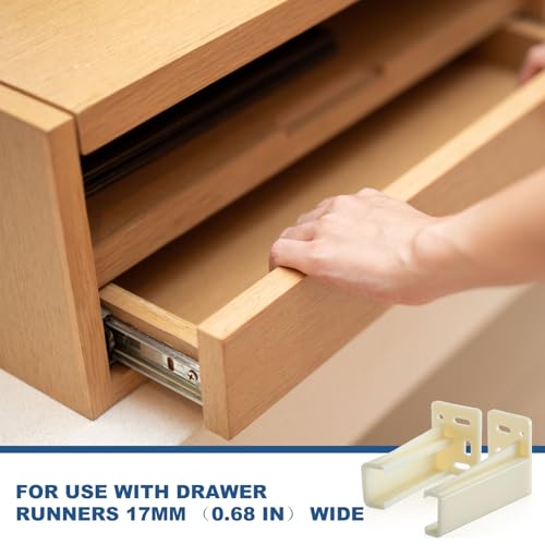 Chunful 2 Pair Rear Drawer Track Socket Back Plates Mounting Brackets,Milky | With Screws for Install, Replacement Socket for Drawer Slide Repair, Left Right Pair for Cabinet Furniture Rear Mounting - color: Milky