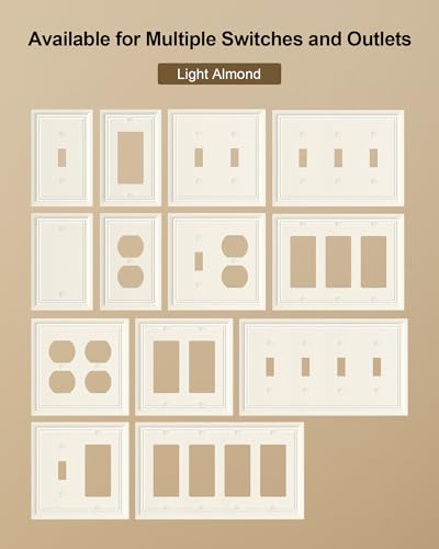 2-Pack Natural Bamboo Fiber Combo Toggle/Duplex Light Switch Cover Plate - color: Light Almond, size: 1 Toggle/1 Duplex 2PK