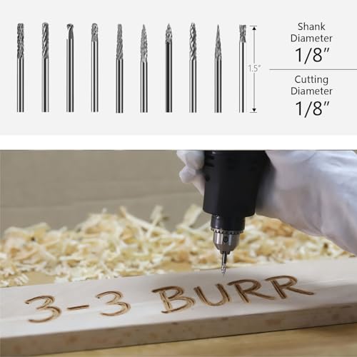 Asieg Tool 20 Pcs Carbide Die Grinder Burrs Bits 1/8" Shank for Dremel Milwaukee Metal Grinding Wood Stone Steel Carving Cutting Engraving Grinder Kit Attachment Rotary Tool Accessories Sets