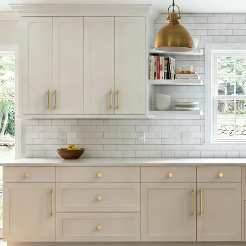 10 Pack Vibrant Brushed Moderne Brass Cabinet Pulls 3.75 Inch(96mm) Heavy-Duty Solid Kitchen Cabinet Handles Cabinet Hardware Drawer Pulls - color: Vibrant Brushed Moderne Brass, size: 3.75" Hole Center