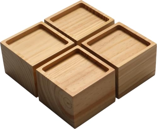 Lufia 3 Inch Solid Pine Wood Furniture Risers 4 Pack, 2000 LBS Silicone Non Slip Lift Blocks for Bed Sofa Desk Cabinet - color: Natural Wood - 4-pack, size: 3 Inch