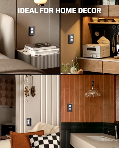 DEWENWILS Metal Duplex Wallplates, Black Finish Outlet Covers - color: Black, size: 1 Duplex 4PK