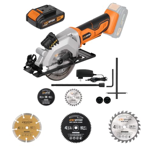 Circular Saw,4-1/2" Mini Circular Saw Cordless with 5PCS 4-1/2 Saw Blades