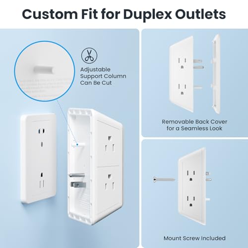 Multi Plug Outlet Surge Protector - POWSAF 5 Outlet Extender with 4 USB Ports(2 USB-C PD 20W) and Night Light, 3-Sided Power Strip with Adapter Spaced Outlets - ETL, White