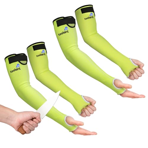 OriStout Cut Resistant Gardening Sleeves with Tumb Hole, Green, 2 Pairs | Protective Arm Sleeves for Yard Work, Kitchen, Arm Guards for Biting, Pet Grooming, Gardening Gifts for Women, One Size - color: Green (2 Pairs) - Long, size: One Size