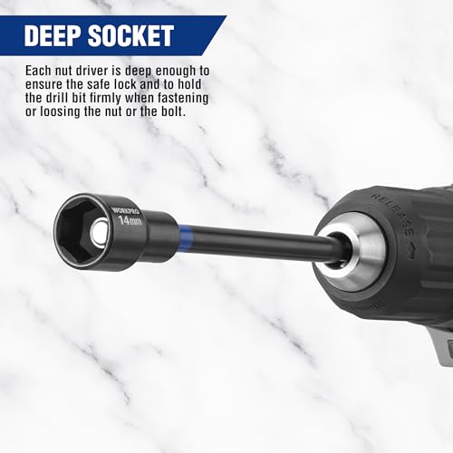 WORKPRO 16 PCS Magnetic Nut Driver Set, 6" Long Nut Drivers & Power Bits - size: 16PCS Magnetic Long Nut Driver Set
