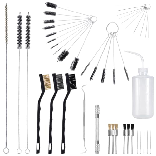 Foxtell 45 Pcs Spray Gun Cleaning Kit, Gun Cleaning Brush, Multi-Purpose Paint Gun Cleaning Kit, Mini Brushes & Needles for Airbrush Nozzles, Spray Guns, and Tattoo Equipment