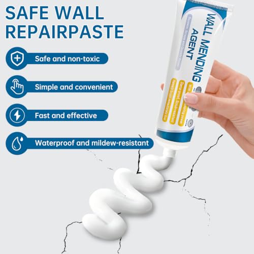 2 Pack Drywall Repair Kit, White Wall Mending Agent for Nail Holes, 100gx2