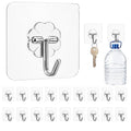 24 Pack Heavy Duty Self Adhesive Hooks-33lb(Max), Transparent Nail Free, Waterproof, Sticky Wall Hooks for Keys, Coat, Shower, Outdoor, Kitchen, Home Improvement.