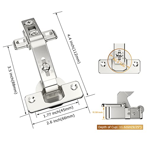 Furniware 2 Pack 1 Pair 135 Degree Lazy Susan Hinges Full Overlay Concealed for Cabinet, Cupboard, Folded Door, Combination with Screws(Regular) - size: 135 Degree
