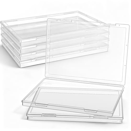 Jetec 6 Pieces Small Clear Plastic Storage Box, 12.0 x 8.8 x 0.9 Inch - size: 12.0 x 8.8 x 0.9 Inch
