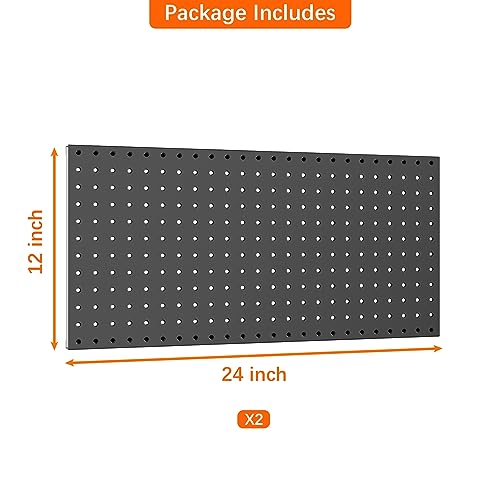 WALMANN 2 PCS 12x24 in Pegboard Panels, 24x24 in Tools Pegboards, Black - color: Black 12"*24", size: 24"*24"