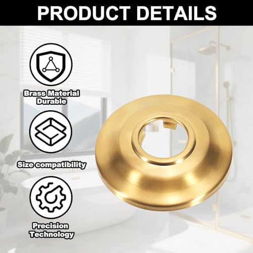AT2199BG Shower Arm Flange,Replacement For AT2199BG Shower Flange Cover Plate,Brushed Gold Shower Head Flange,Universal Shower Arm Escutcheon,Shower Trim Kit Part.Brushed Gold