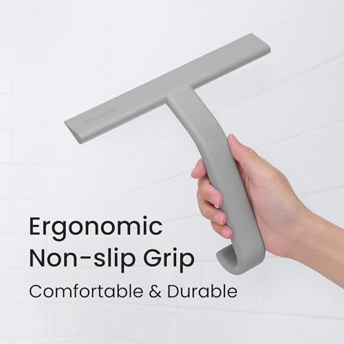 dancemoon JustHang Shower Squeegee with Built-in Hook, 10-Inch Gray - color: Dark Gray