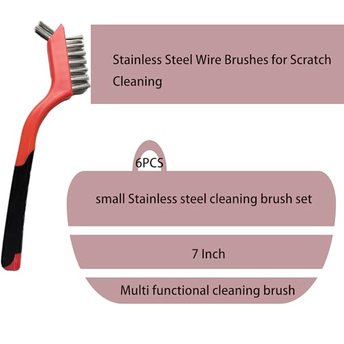 6 Pcs Wire Brushes for Cleaning, Stainless Steel Bristles Scratch Brush Set for Polishing, Rust Removal & Deep Cleaning