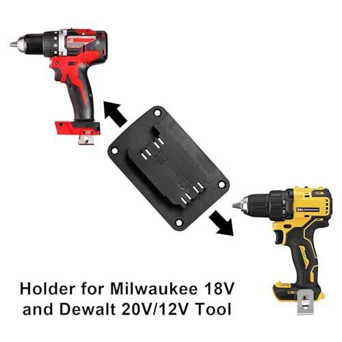20pas Tool Holders and Battery Holder for Dewalt 20v Wall Mount Hanger Battery Drill Tool Storage Shelf for Milwaukee M18 (Black) - color: Black