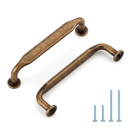 HOME EDIT Antique Brass Solid Cabinet Handles & Pulls 3-3/4 Inch 10 Pack - color: Antique Brass, size: 3-3/4 inches Hole Center