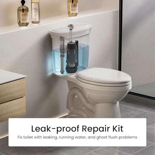 R&T 3-Inch Dual Flush Valve with Top Push Button Toilet Repair Kit Inside Tank dual flush valve replacement kit for 2-piece Toilet, Quick Fix Toilet Leaking, Running Water and Ghost Flush A2422M - color: 3-Inch Drain Outlet