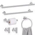 Chrome Bathroom Hardware Set, 6 Pieces Towel Bar Towel Holder Set Includes 19.68/23.6in Towel Bar, Toilet Paper Holder,Towel Ring and Towel Hook Wall Mount Bathroom Accessories Set - color: Chrome, size: 6 Pieces