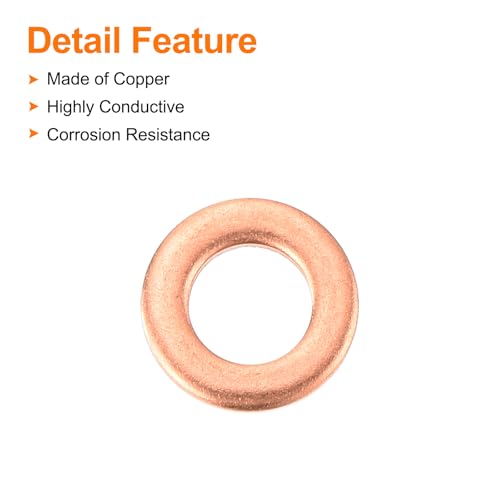 MECCANIXITY 52 Pcs Flat Copper Washers, 5x9x1mm Copper Upgraded Flat Metric Sealing Crush Ring Washers for Hydraulic Fittings Screw Bolt Nut Electronic Repair - size: 5x9x1mm