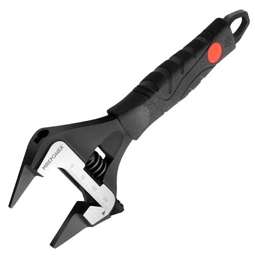 MAXPOWER 6-inch Slim Jaw Adjustable Wrench, Extra Thin Jaw Wide Opening Wrench, Dual Scale with Metric and SAE, Soft Grip Handle - size: 6"