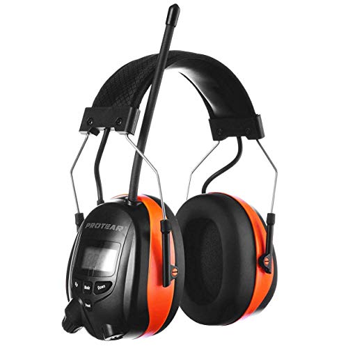 AM FM Radio Hearing Protection Earmuff, Bluetooth 5.4, 30SNR - color: Am/Fm+ Bluetooth-orange