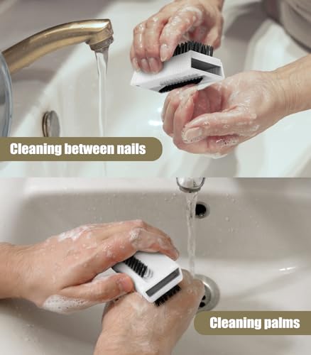Larbois Nail Brush for Cleaning Fingernails, 2Pack Heavy Duty Nail Brushes Remove Dirt and Paint Fingernail Brush Deep Cleaning Mechanical Nail Scrub Brush Two-Sided with Hanging Rope (White) - color: White