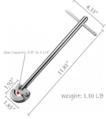 Adjustable Basin Wrench 11 inch,Automatically Adjusts,High Torquay,180°Rotation