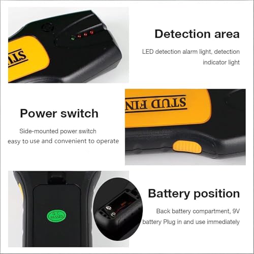 Stud Finder Wall Scanner, 3 in 1 Multifunctional Stud Detector – Finds Center & Edge of Wood/Metal Studs and Live AC Wire for Wall Drilling & Electrical Work