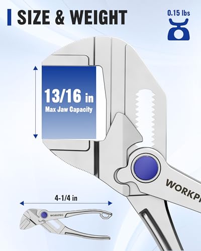 WORKPRO Mini Pliers Wrench, 4-Inch Wrench Pliers with Smooth Parallel Jaws - color: Silver