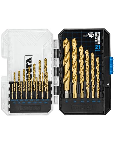 CRALY 21-Piece Cobalt Drill Bit Set, M35 HSS Titanium Coated Jobber Length Twist Drill Bits, Dash Tip & 135 Degree Split Point, 3-Flat Shank, for Hard Metal, Stainless Steel, Cast Iron, Plastic - style: 21-Piece Pack