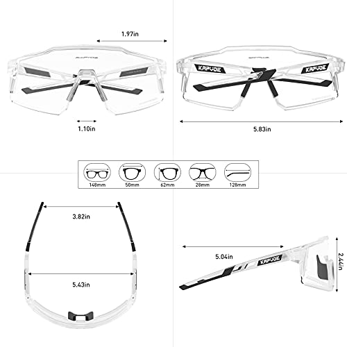 KAPVOE Photochromic Cycling Glasses Clear Mountain Bike Glasses K9022 - color: Transparent