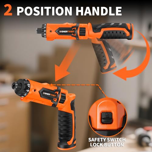 Enertwist 8V Cordless Electric Screwdriver Set with 1.5Hr Fast Rechargeable - style: 82PCS 8V ORANGE PRO