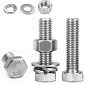10 Sets 3/8-16x1-1/2 Bolt and Nut Set, Flat & Lock Washers Included,40PCS | 304 Stainless Steel 3/8-16 Bolt, Precision Fasteners Mechanical Assembly Equipment Repair & DIY - size: 3/8-16x1-1/2" 10sets