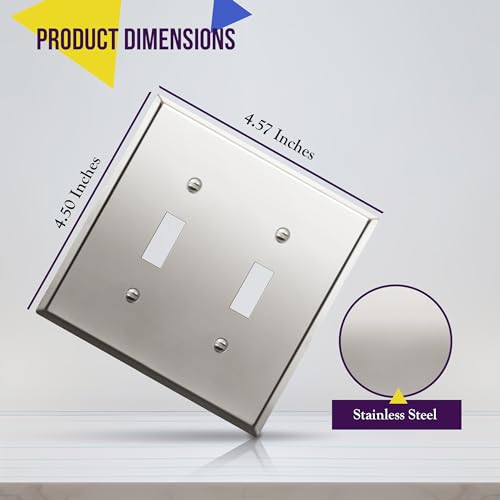 ENERLITES Double Toggle Switch Metal Wall Plate, 2-Gang, Polished Chrome - color: Polished Chrome, size: Standard Size
