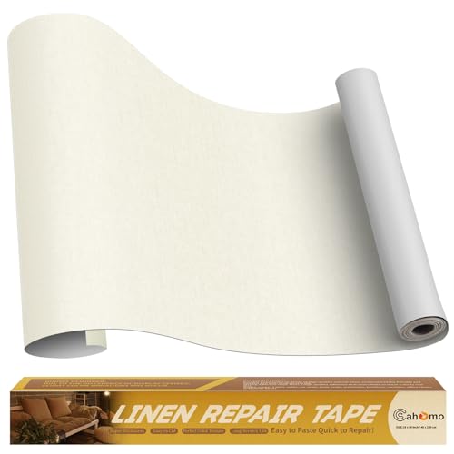 Linen Repair Tape 16x90 inch, Self Adhesive Fabric Patches, Couch Repair Patch Kit, Fabric Repair Tape for Furniture, Sofas, Carpet, DIY, Headboards, Chairs, Pillows, Linen Goods - Beige White - color: Beige White, size: 16x90 inch