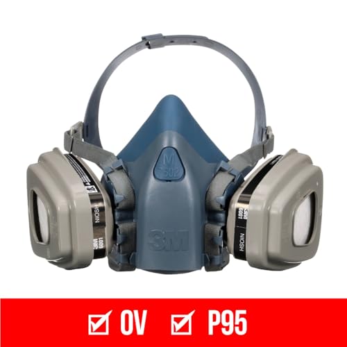 3M OV/P95 Advanced Comfort Reusable Respirator 7512P1-DC, Medium | 1-Facepiece, 1-pair of NIOSH-Approved 6001 Cartridges, 2-pairs of 5P71 Filters and 1-pair of 501 Retainers