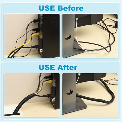 PATIKIL Cable Management Sleeve, 4Pcs 20Inch Zipper Cable Sleeve Protector Cord Organizer for Cover Wire Extension Cord TV Computer