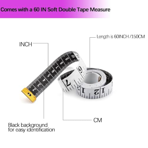 3 Pack Tape Measures Retractable Measuring Tape for Body, 60-Inch 1.5 Meter Dual Sided Flexible Ruler for Medical Craft Fabric Cloth Sewing Tailor Weight Loss Body Measuring Tape (Blue, Purple, Pink) - color: Blue,Pink,Purple