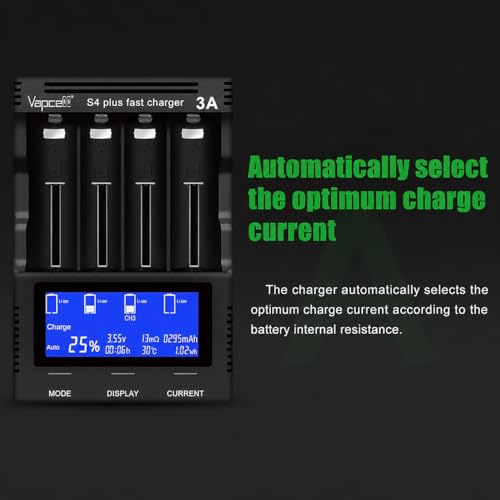 Battery Charger, Universal 4 Bay Charger with LCD Display(Version 3.0) | Intelligent Quick Charger Independent Slot