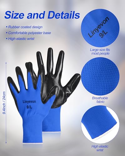 Maxcheck PU Coated Work Gloves Bulk Pack - color: Blue, size: Large