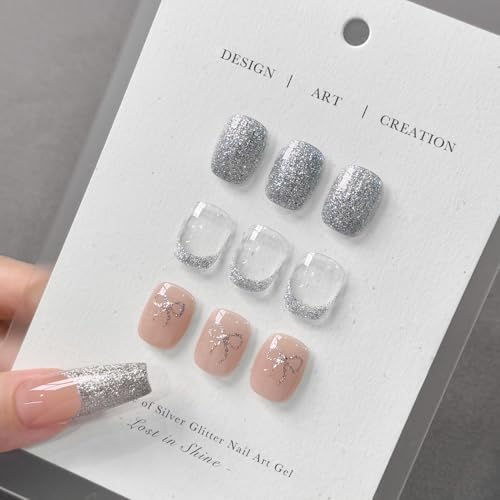 GAOY Silver Glitter Swirl Gel Nail Polish Art Liner, 12ml Sparkly Color - color: Silver Glitter