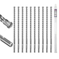 SALI SDS Plus Rotary Hammer Drill Bit Set,3/8" x 12", 10-Pack, Carbide-Tipped Masonry Bits for Concrete, Brick & Stone with Storage Case - size: 3/8"*12"