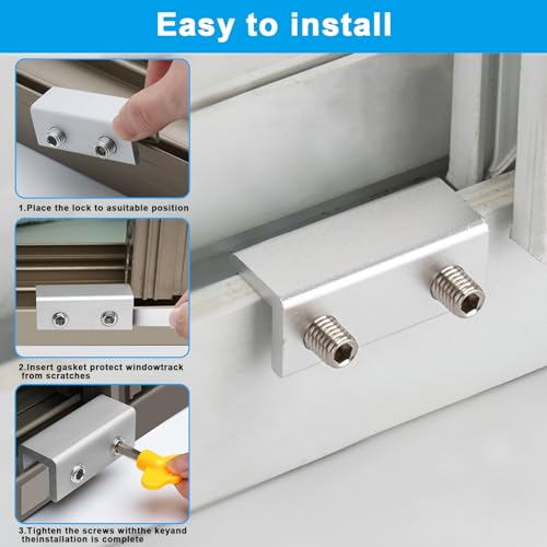 Window Locks,2Pack Bulk Sliding Security Window Lock with Key Silver - size: 2 Pack