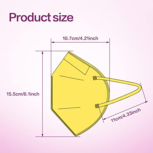 Miuphro KN95 Face Mask 25 Pack, 5-Layers Breathable KN95 Masks - color: Yellow