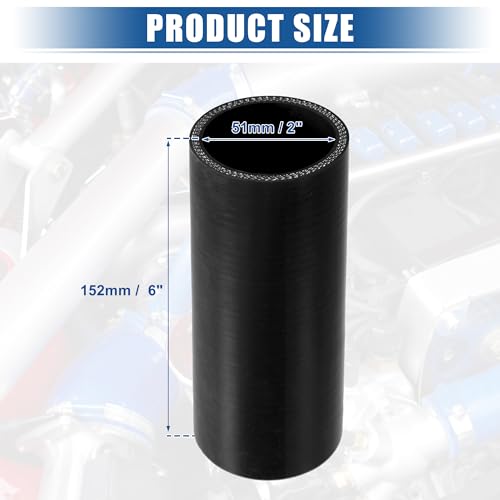 uxcell 4-Ply 2" ID 6" Length Reinforced Silicone Reducer Hose Black - size: 2" ID