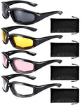 4 Pair Motorcycle Glasses Riding Glasses UV Protection Windproof And Dustproof Motorcycle Foam Cushion Goggles - color: Gray + Yellow + Clear + Pink