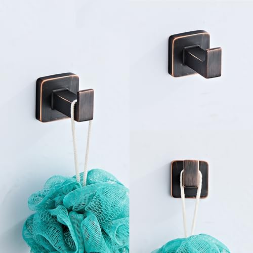 Bathroom Hardware Set 4 Pieces,Oil Rubbed Bronze Towel Bar Set Stainless Steel Wall Mounted, Includes 16In Hand Towel Bar, Towel Ring, Robe Towel Hooks,Toilet Paper Holder, Bathroom Towel Rack Set - color: Oil Rubbed Bronze-4pcs, size: 16Inch
