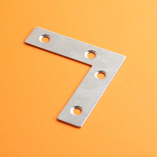 Stainless Steel L Shape Flat Corner Brace Bracket for Wood, Metal Fixing Joining Support Brace for Shelves, Furniture and Cabinet 10Pack(60x60mm) - size: 60 x 60 mm