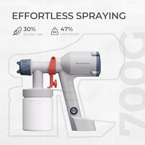 Tilswall Paint Sprayer Dreamer400 Upgraded Ultra-Light Electric Paint Spray Gun with 2 Nozzles & 3 Patterns Easy to Clean for Fences, Sheds, Walls, Ceilings, Furniture, Cabinets, Garden & DIY White